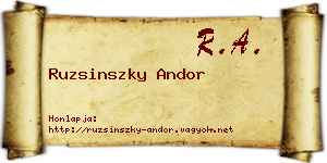 Ruzsinszky Andor névjegykártya